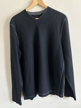 OSKA Wool Black V Neck Shirt Pullover Top Long Sleeve Women’s Winter Ski Large